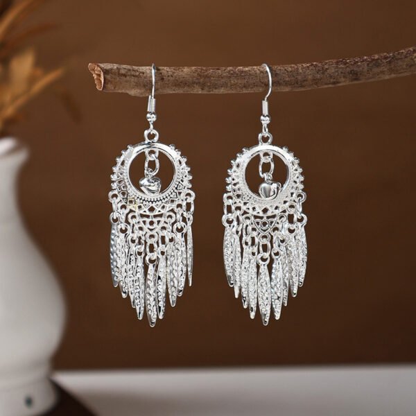 Ethnic style earrings, Bohemian alloy earrings, handmade complex alloy filigree craftsmanship, magnificent pendant earrings
