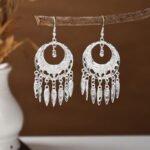 Ethnic style earrings, Bohemian alloy earrings, handmade complex alloy filigree craftsmanship, magnificent pendant earrings