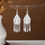 Bohemian Feather Tassel Earrings Ethnic Silver Wing Drops Tribal Moonlight Long Earrings