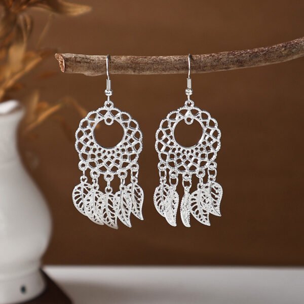 Bohemian Feather Tassel Earrings Ethnic Silver Wing Drops Tribal Moonlight Long Earrings