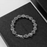 Vintage black rose bracelet, European and American Cuban accessories, personalized hip-hop street punk style trendy accessories