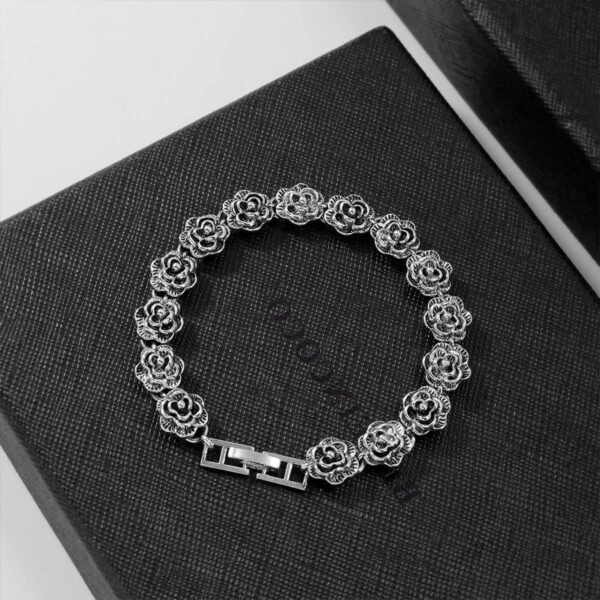 Vintage black rose bracelet, European and American Cuban accessories, personalized hip-hop street punk style trendy accessories