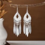Ethnic style earrings, Bohemian alloy earrings, handmade complex alloy filigree craftsmanship, magnificent pendant earrings