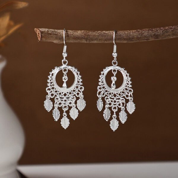 Ethnic style earrings, Bohemian alloy earrings, handmade complex alloy filigree craftsmanship, magnificent pendant earrings