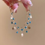 Women's blue zircon shell tassel bracelet, a niche design with a sense of luxury, high - end style, fashionable and versatile jewelry.