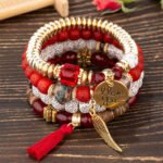 Wholesale Bohemian-style multi-layer wooden bead beaded bracelets, elastic bracelets, and European and American jewelry