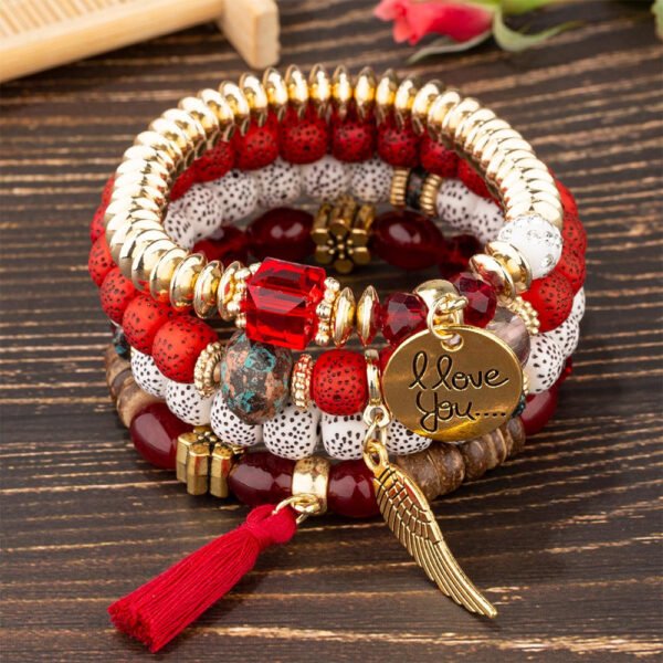 Wholesale Bohemian-style multi-layer wooden bead beaded bracelets, elastic bracelets, and European and American jewelry