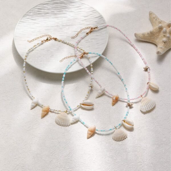 Cross-border Amazon new products: Summer casual ocean vacation style conch women's necklaces, fashionable shell pendants for collarbone chains