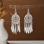 Ethnic style earrings, Bohemian alloy earrings, handmade complex alloy filigree craftsmanship, magnificent pendant earrings