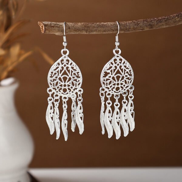 Ethnic style earrings, Bohemian alloy earrings, handmade complex alloy filigree craftsmanship, magnificent pendant earrings