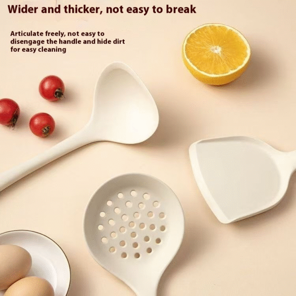 Silicone spatula, Japanese-style silicone ladle, soup spoon, and strainer. A 3-piece set of food-grade silicone utensils for electric cookers, heat-resistant for stir-frying.