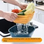 Double-layer vegetable washing basin, simple hollow large-sized draining basket, 8-piece kitchen set, fruit plate, fruit washing and vegetable rinsing basket