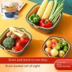 Double-layer vegetable washing basin, simple hollow large-sized draining basket, 8-piece kitchen set, fruit plate, fruit washing and vegetable rinsing basket