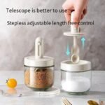 [Great deal!] Glass spice jars with retractable spoons, sealed and integrated for seasoning, moisture-proof kitchen spice containers for MSG, salt, etc.