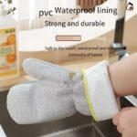 Steel wire dishwashing gloves, extra-long, waterproof, for cleaning, heat-insulating, suitable for hot items in the kitchen. Ideal for women doing household chores. Thick and durable for washing dishes and pots.