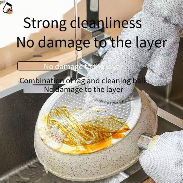 Steel wire dishwashing gloves, extra-long, waterproof, for cleaning, heat-insulating, suitable for hot items in the kitchen. Ideal for women doing household chores. Thick and durable for washing dishes and pots.