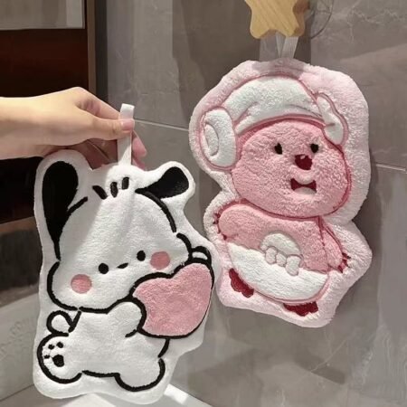 Pachacco hand towel (hanging type), cute, absorbent, quick-drying, thickened, suitable for household bathrooms, kitchens, can be used as handkerchiefs or cleaning rags.