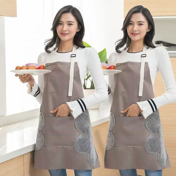 Kitchen cooking apron, waterproof and oil-proof, suitable for household chores and cleaning, dirt-resistant. A fashionable canvas apron, wear-resistant, for home use, available for both men and women.